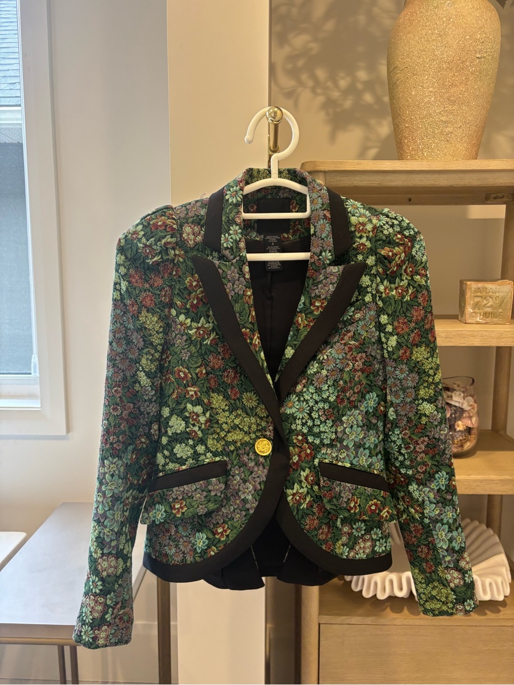 Smythe Floral Jacquard Puff Sleeve Blazer - Picture 2 of 3